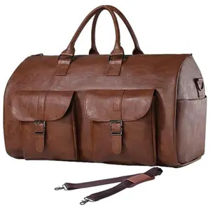 Multifunctional Travel Duffel Bag in PU Leather, Urban Simplicity Style for Men & Women, Large 36-55L Durable Folding Design, Casual Travel Bag, Durable Folding Bag