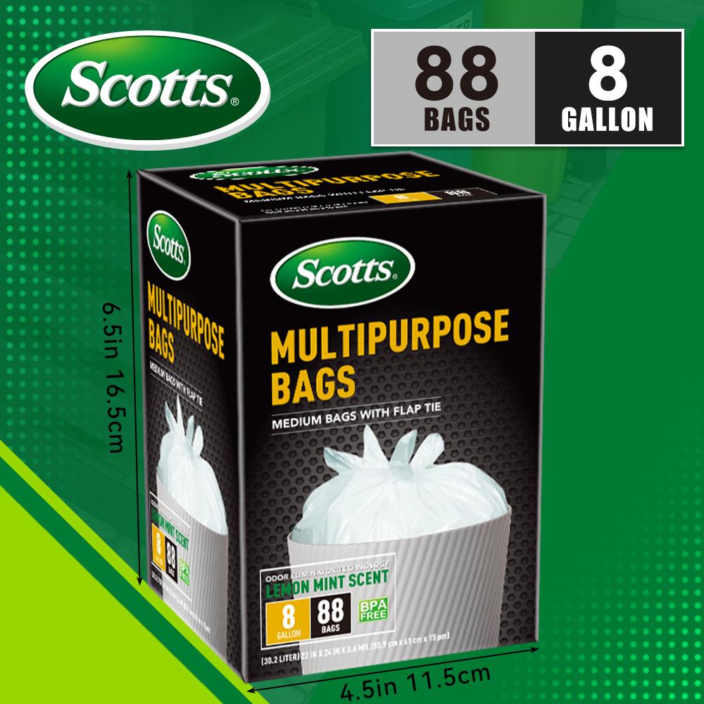 Scotts 8 Gallon Boxed Disposable Non Tear Puncture Tear Resistant Trash Bags, Deodorization And Odor Absorption Technology Kitchen Garbage Bags, Fresh Clean Scent With Lemon Scent, Multipurpose Easy To Usedrawstrings More Durable
