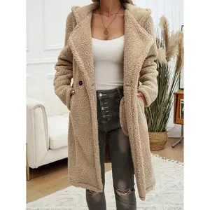 Women's Oversized Plush Fuzzy Hooded Teddy Jacket, Soft Warm Button Front Winter Coat, Long Length Cozy Casual Outerwear for Fall and Winter, Pink Black Green Khaki S-XL