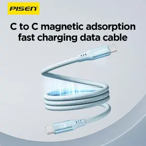 Pisen MagStack Pro USB C to USB C Cable, Magnetic Type C Charger Fast Charging Cord, On The Go Magnetic Charging Cable for Car, Compatible with 17 Pro Max, ,16,15, Galaxy S21 S20 Ultra, 60W 3FT/1M