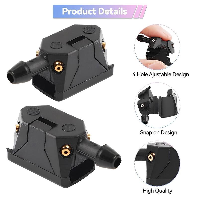 PUKEGM 2PCS Front Windshield Washer Nozzles,4 Holes Car Windshield Washer Wiper Arm Sprayer,Auto Left Right Windshield Washer Squirter Nozzle Replacement,Universal Vehicle Accessories