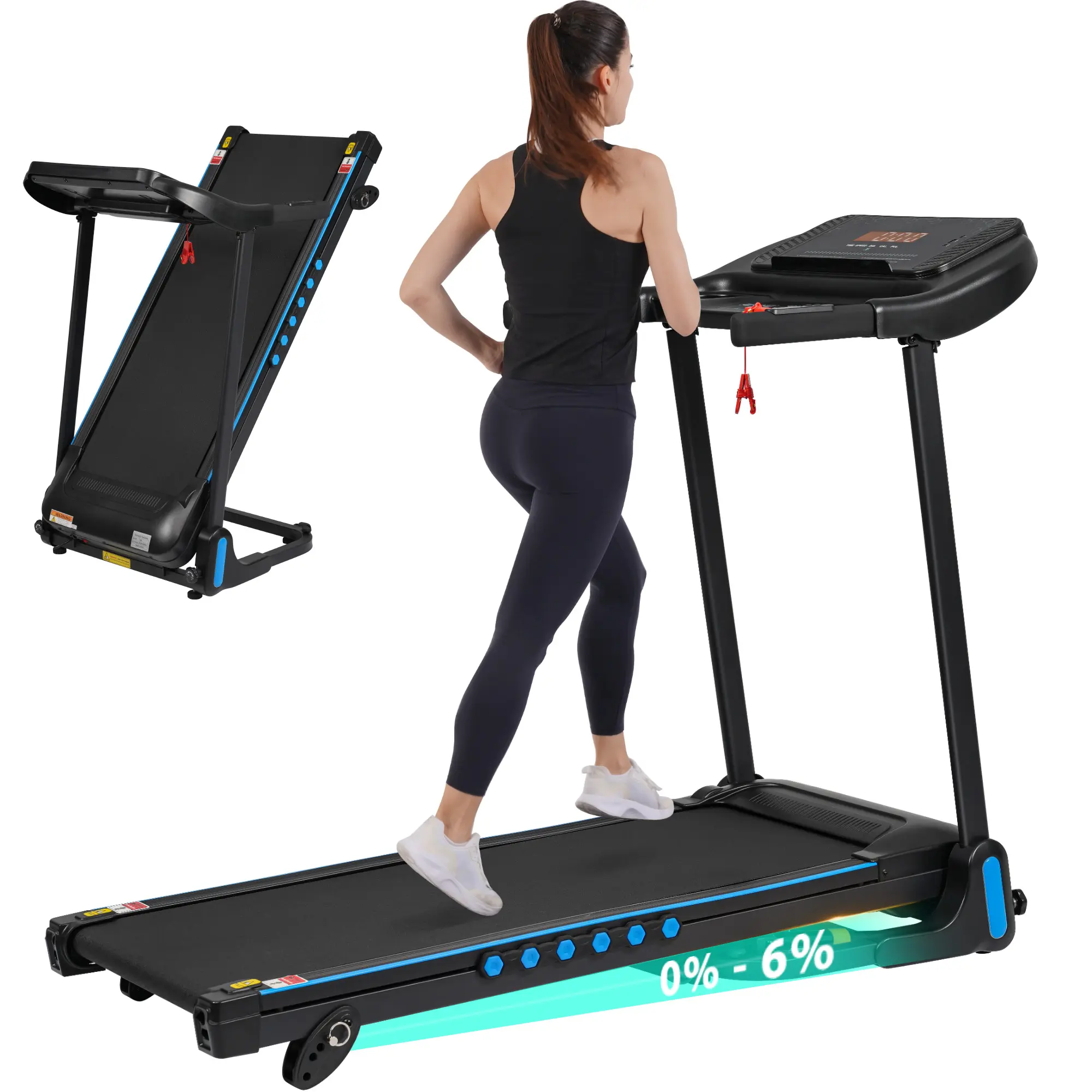 Mersco Folding Treadmill, Heavy-Duty Home Gym Equipment with 3.0 HP Quiet Motor, 4-Level Manual Incline, 350 LBS Capacity, Bluetooth Speaker & USB-C Charging