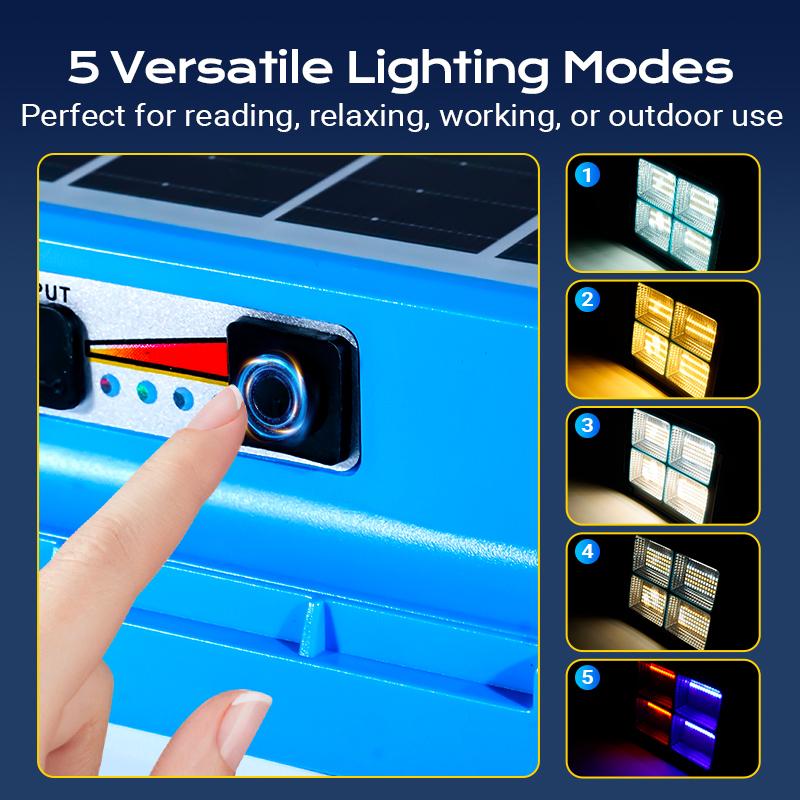 【Buy 1 Get 1 Free】Solar Rechargeable LED Work Light, 288 Super Bright 5730 Beads Floodlight with USB & Type-C Charging, 5 Lighting Modes, Waterproof IP66 Portable Lamp for Camping, Fishing, Emergency & Outdoor Use