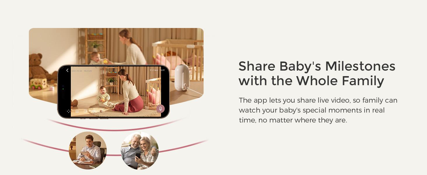 Momcozy Smart WiFi Baby Monitor with Camera and Audio, 5" 1080P Screen with Wall Mount, Motion & Cry Detection, Safe Fence, Clear Night Vision, 5000mAh Battery, 2-Way Talk, Photo & Video Recording