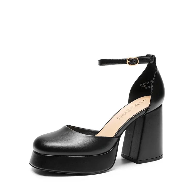 Dream Pairs Women's Comfortable Satin Platform Pumps, Square Toe 4in Chunky Block High Heels with Adjustable Ankle Strap for Party, Footwear, High Heel, Classy, Stylish, Elegant, Heels For Women