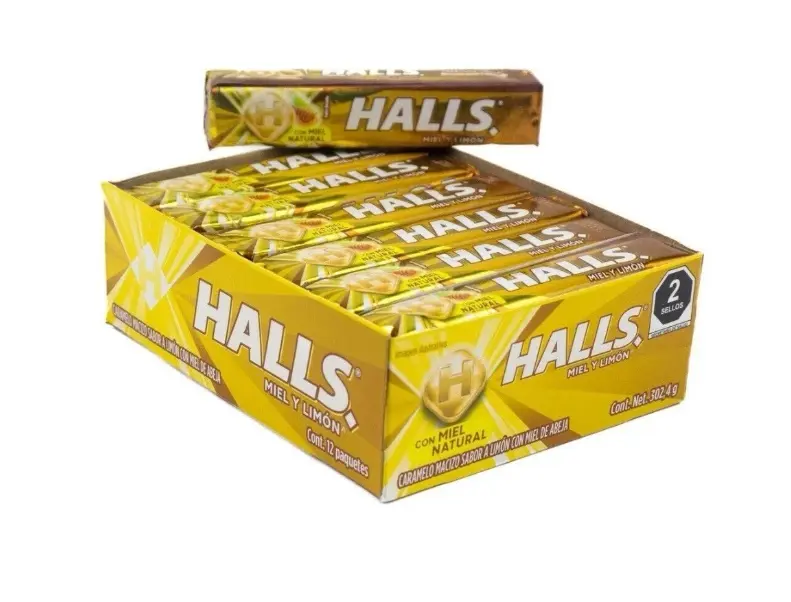Mexican Halls Lemon and Honey Flavor (12 pack) Limon con Miel Original Classic Edition version mexicana 12 individually Sealed Packs with 9 pieces macizo