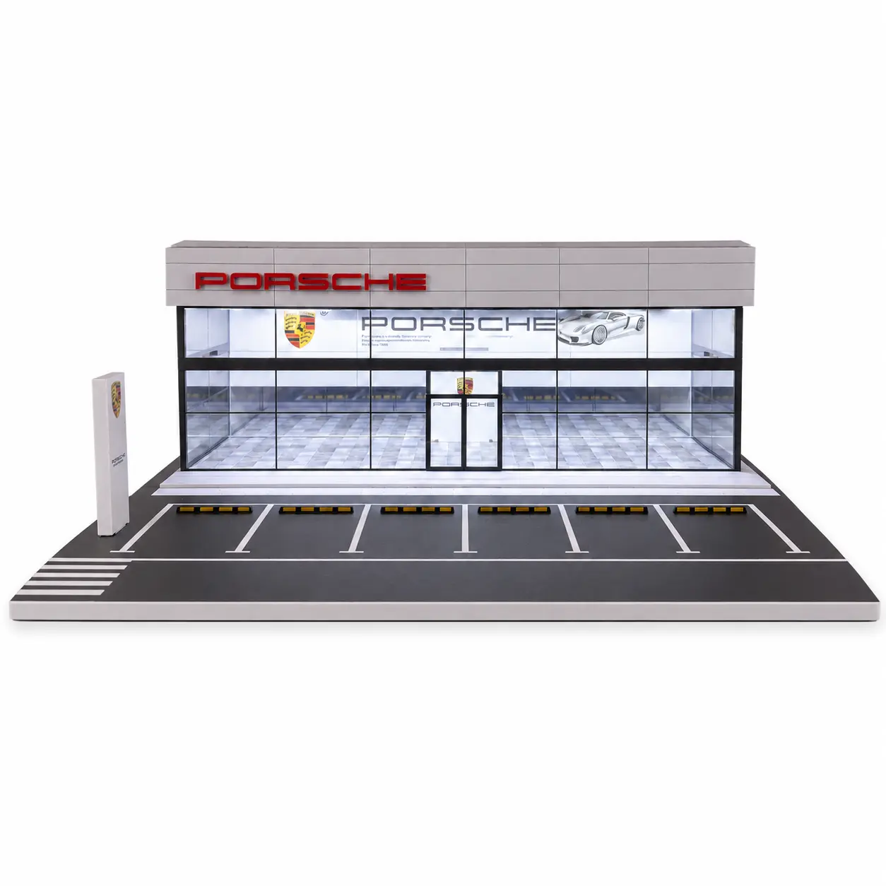 1:64 Scale Diecast Model Dealership Showroom Display with LED Lighting, Garage Diorama, Kaido House Fit Premium Collector Showcase for Micro-Scale Model Diecast Toys