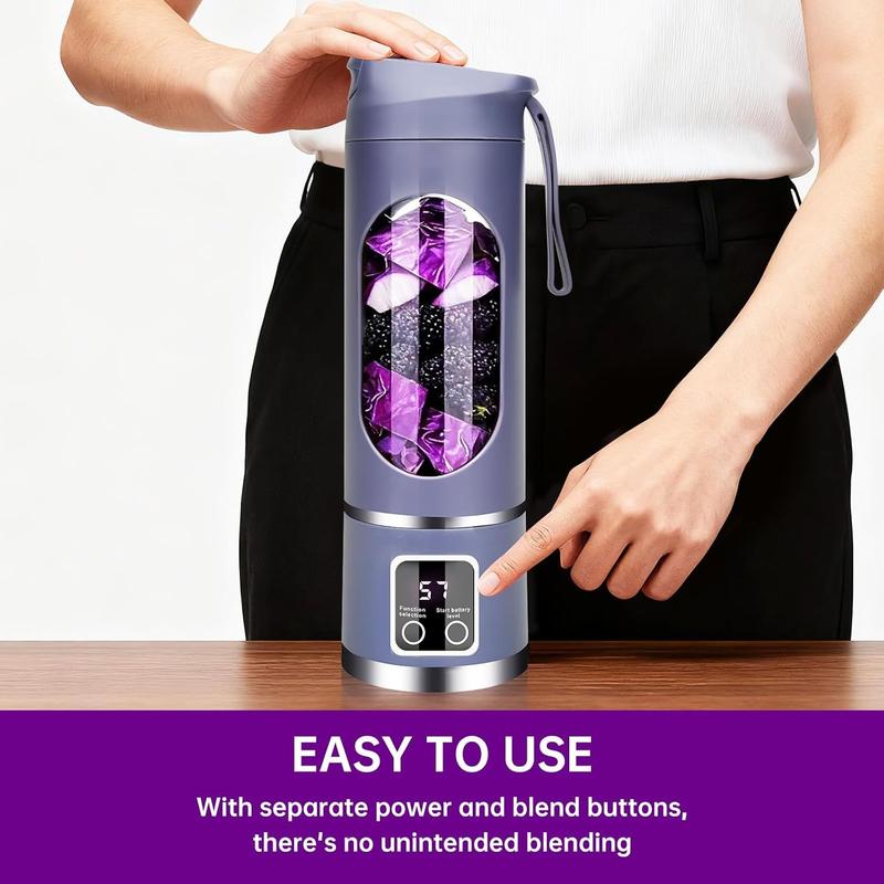 Portable personal electric USB blender, 500ML portable juicer milkshake and smoothie blender, small mixer, compact, convenient, multi-functional (purple)