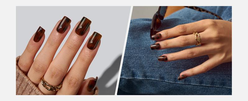 BTArtboxnails XCOATTIPS Press on Nails - 96pcs Tortoise Shell Collection Square or Almond or Coffin Stiletto and Oval Tips, Tortoise Shell Collection Soft Gel False Nail, Soak Off Acrylic Fake Nails Extensions