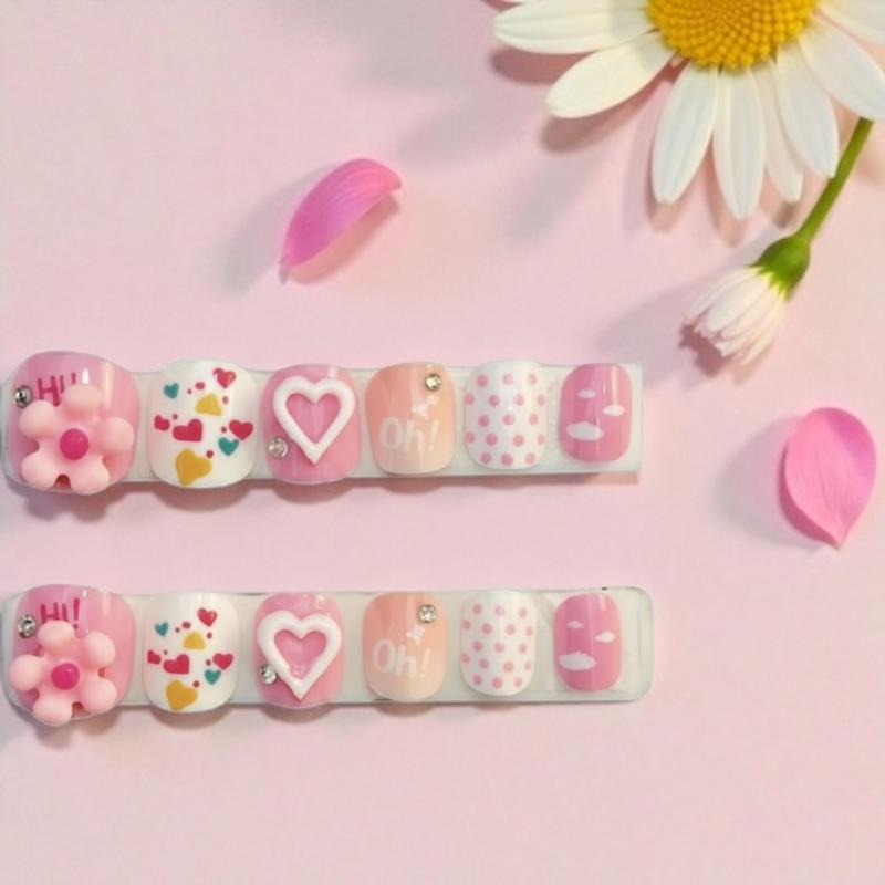 SOPHIA BLOSSOMS Press-On Nails Cute Safe Easy Application Kid-Friendly Gentle Materials Adorable Designs for Kids Soft Flexible Reusable