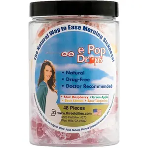 Preggie Pop Drops Morning Sickness Relief for Pregnant Women 48 Count Assorted Yummy Candy Drops Natural Ingredients Gluten Free Kosher Made in USA