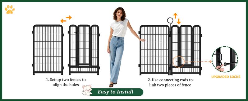 Grovebloom 40-inch 16-Panel Dog Playpen Heavy-Duty Metal Pet Fence for RV Camping Yard Garden Secure Exercise Space Large Polygon Enclosure Easy Assembly