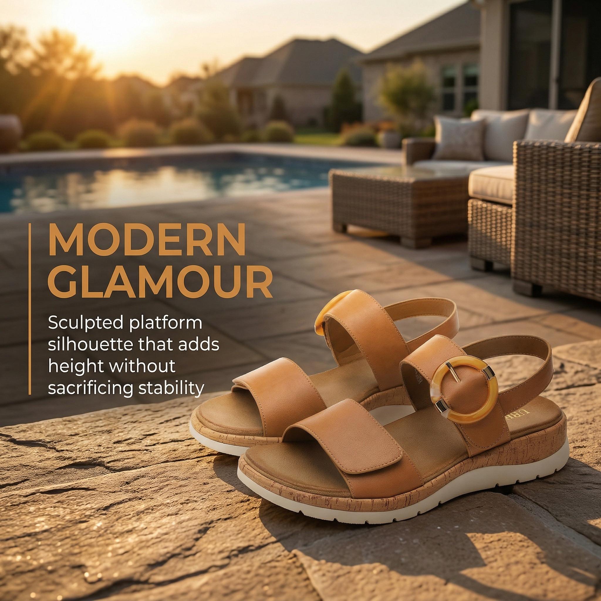 UBFEN Womens Sandals Arch Support Open Toe Walking Comfy Casual Low Wedge Summer Shoes