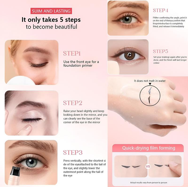 【Buy two get one free】Rotating Winged Eyeliner Stamp Pen Dual-Head Design for Precise Cat Eye & Winged Liner Waterproof Smudge-Proof