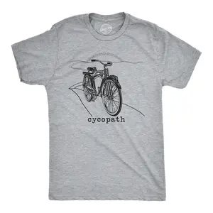 Mens Cycopath T Shirt Funny Cycling Tee Bicycle Shirt for Men Cyclist Gift Mens Funny T Shirts Cool Vintage Fashion T-Shirt Gift Classic Menswear Funny Fitness Short Sleeve Novelty Tees for Guys Light Grey