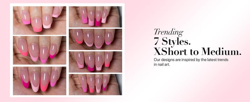 SXC Cosmetics X-Pro Tips French Tip Press On Nails - French Pink Edition Starter Kit
