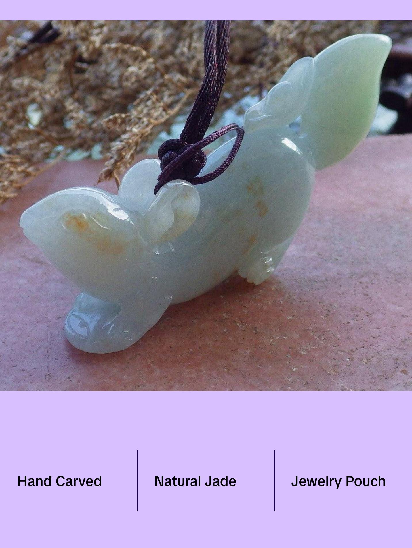 Certified Hand Carved Green Red Natural Burma A Jade Jadeite Suirrel Pendant Necklace