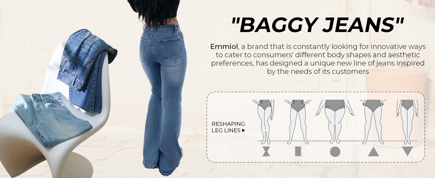 EMMIOL Women's Bootcut Stretch Jeans Flare Mid-High Waisted Stretchy Straight Leg Denim Pants with Seamed Front Loose Fit Trendy Style EMMIOL Women's Bootcut Stretch Jeans Flare Mid-High Waisted Stretchy Straight Leg Denim Pants with Seamed Front Loose Fit Trendy Style