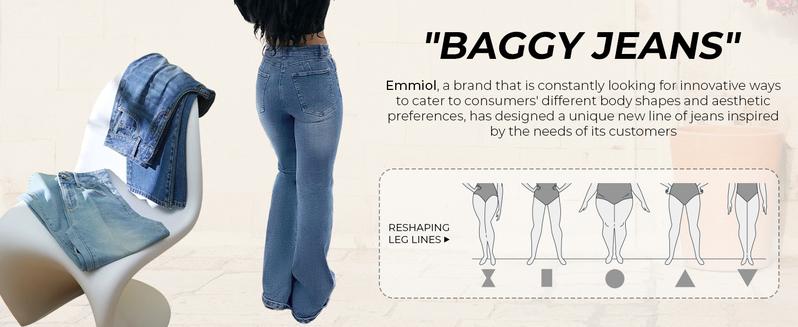 EMMIOL Women's Bootcut Stretch Jeans Flare Mid-High Waisted Stretchy Straight Leg Denim Pants with Seamed Front Loose Fit Trendy Style