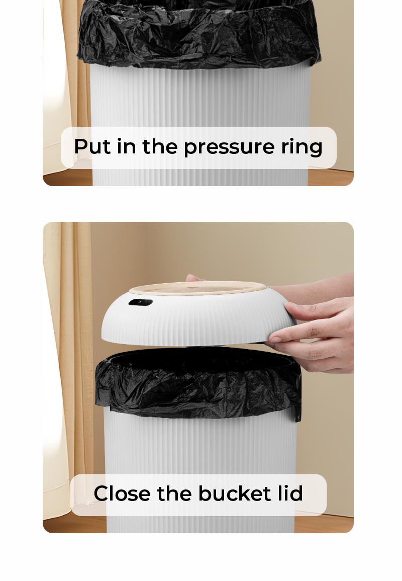 Pukomc Smart Induction Waterproof Trash Can for Bathroom, Bedroom, Office Nordic Style, Household Items Saving Space Motion Sensor Multifunctional Home Goods Environmentally Friendly Automatic