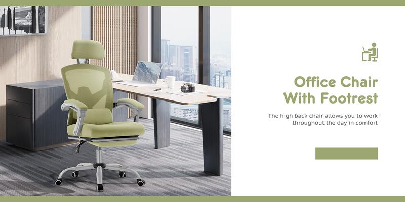 Furnest Armchairs Office Computer Desk Chair, Ergonomic High-Back Mesh Rolling Work Swivel Chairs with Wheels, Comfy Arms for Home and Work