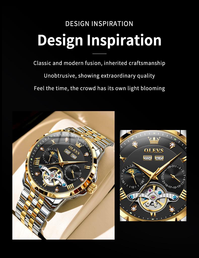 Genuine high-grade hollow design multi-function dial men's watch OLEVS brand flagship new trend luminous waterproof automatic mechanical watch 6701
