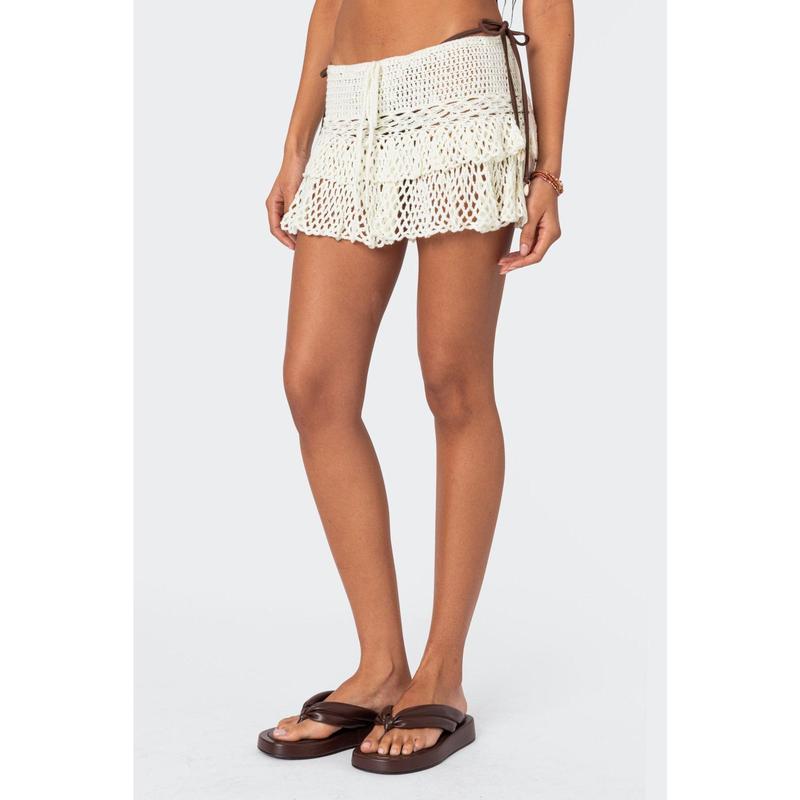 Ruffled Crochet Mini Skirt