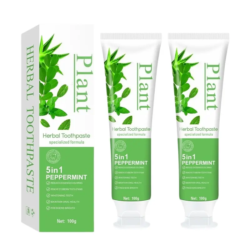 5 in 1 Whitening Toothpaste, Plant Herbal Formula, Reduces Exogenous Stains, Freshens Breath & Supports Healthy Teeth, 100g
