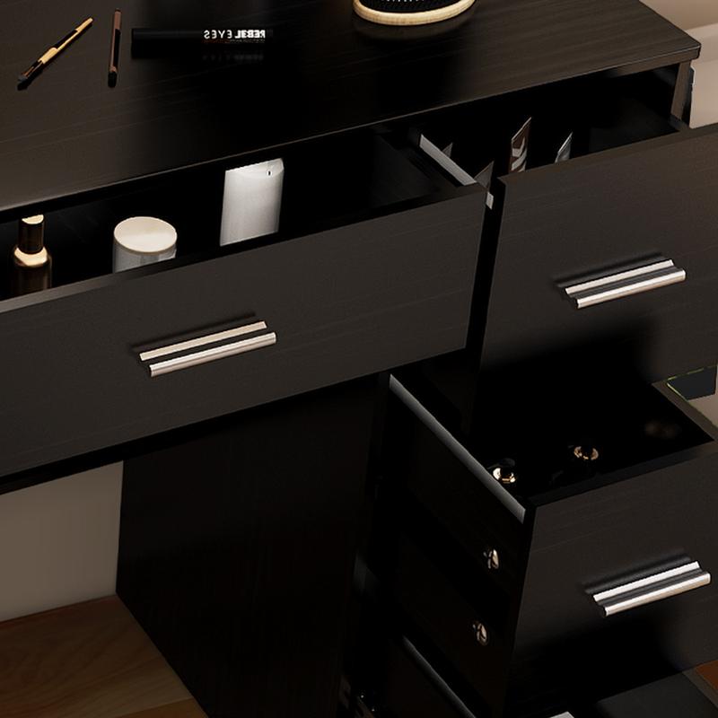 Black LED Dressing Mirror Makeup Table Bedroom Vanity Unit Set with 7 Drawers