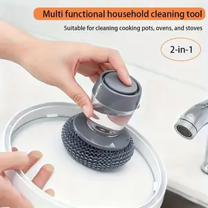 Ergonomic Auto-Fill Soap Dispensing Brush – Hygienic Hands-Free Kitchen Cleaner for Dishes & Sink