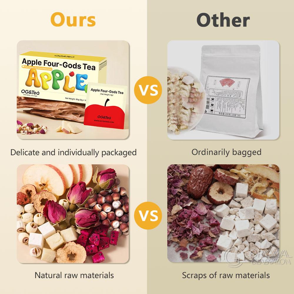 Immune Boost Tea Apple Tea 80g (8g x 10 packs) Caffeine Free With Lotus Seed, Pear, Apple, Rose, Chinese Yam, Poria Cocos, Gorgon Fruit, Dragon Fruit, Hawthorn