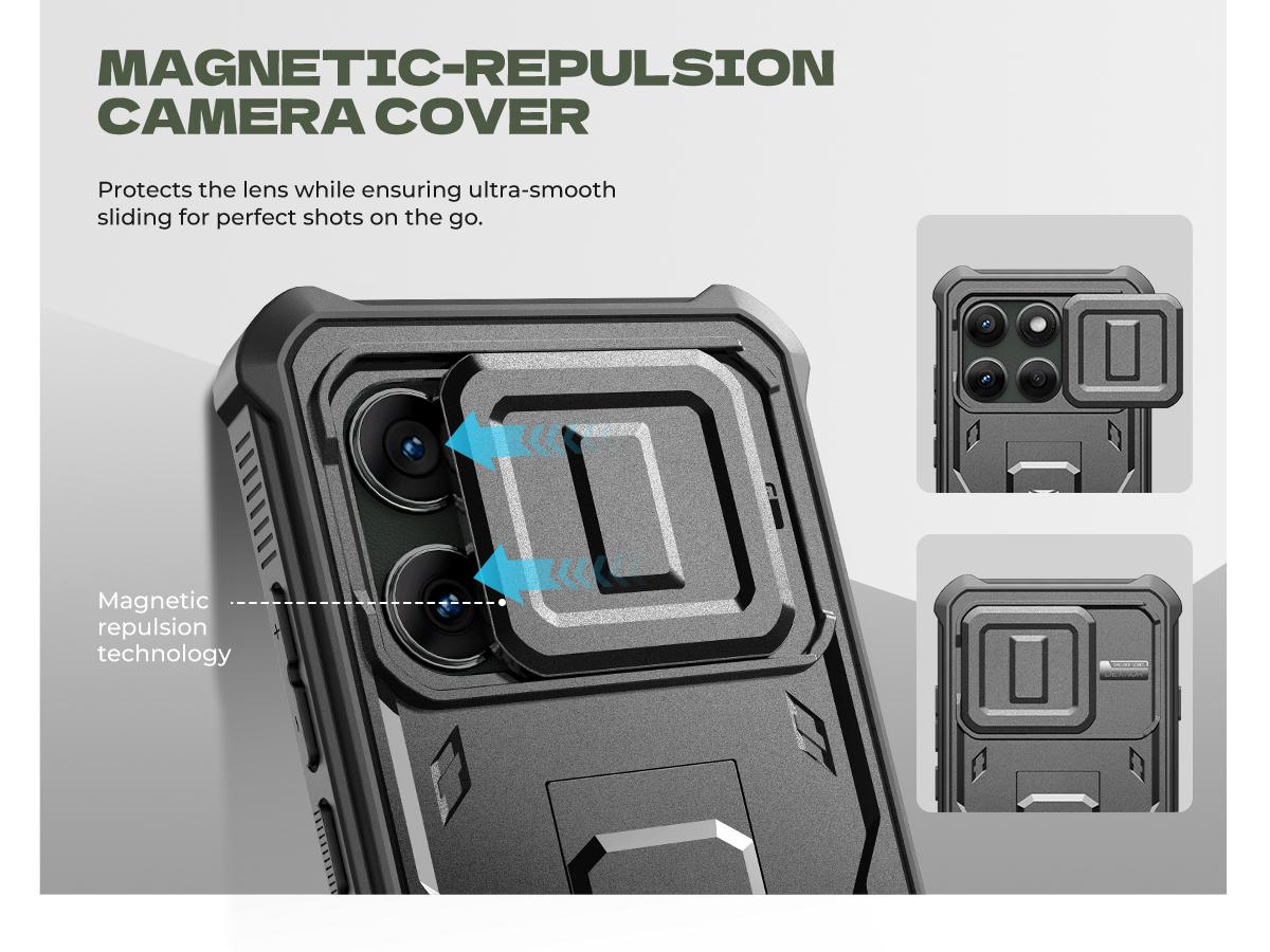 Dexnor for Motorola Moto Edge 2025 Case, [2 Front Frame] [Built-in Magnetic Slide Camera Cover & Kickstand] Heavy Duty Protection Shockproof Phone Case with Screen Protector, 6.7 inch