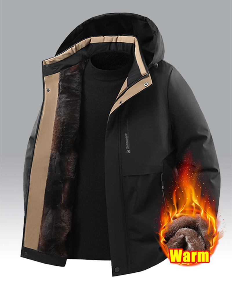 Men's Winter Windproof Waterproof Cotton Padded Parka – Thick Warm Coat; Features a Drawstring Hood and Full Zip Closure; Perfect for Everyday Commutes & Outdoor Hikes; Makes a Great Gift for Boyfriends or Husbands