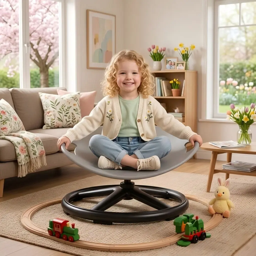 Rotating Sensory Spinning Chair for Autistic Kids Aged 3-18, 220 Lbs Capacity, Sensory Toy to Soothe, Improve Concentration and Balance