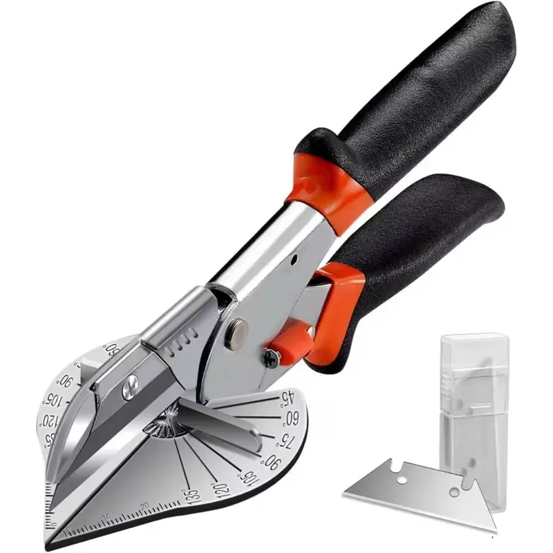 Multi-Angle Miter Shears, 45°-135° Adjustable Trim Cutter for Vinyl, Wood Molding, PVC And Rubber Strips, Hand Cutting Tool with 2 Spare Blades