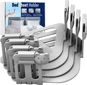 Bear Head Bed Sheet Holders for Corners, Bed Sheet Gripper Clips with Fitted Sheet Straps Combo Set, Heavy Duty Non-Slip Lock Sheet Holders, Fits All Mattress Sizes, Keep Fitted Sheets Firm & Tight on Queen/King/Twin Mattress, Durable Bedding Accessories