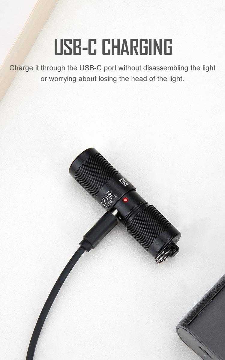 OLIGHT I1R 2 Pro Eos 180 Lumens EDC Rechargeable Keychain Flashlight with Type-C USB Cable