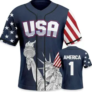 USA Baseball Jersey, Patriotic Shirt, American Flag Outfit, Statue of Liberty Design, 4th of July Shirt, Game Day Apparel