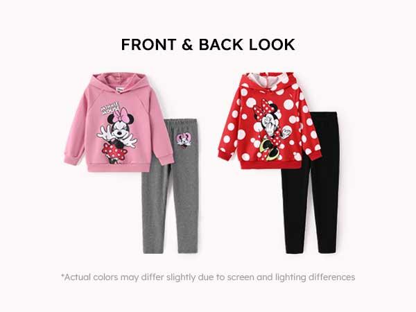 Disney Minnie Toddler Girls Clothes Set Long Sleeve Hoodie & Leggings Fall Casual Pullover Tracksuit  Comfortable Stylish