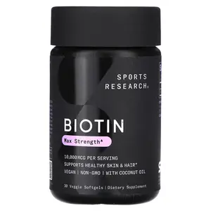 Sports Research Biotin, Max Strength, 10,000 mcg, 30 Veggie Softgels
