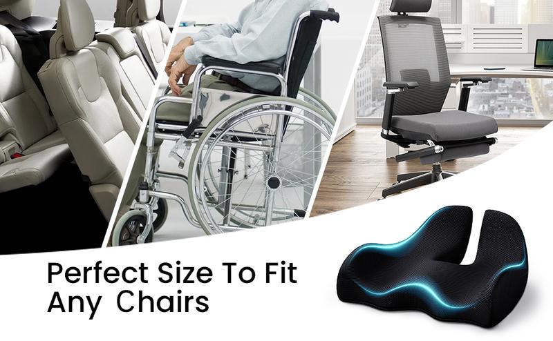 Benazcap Non-Slip Extra Large Ergonomic Memory Foam Seat Cushion for Office Gaming Chair & Car Pressure Sciatica Pain Relief X Large Size Gingham Design