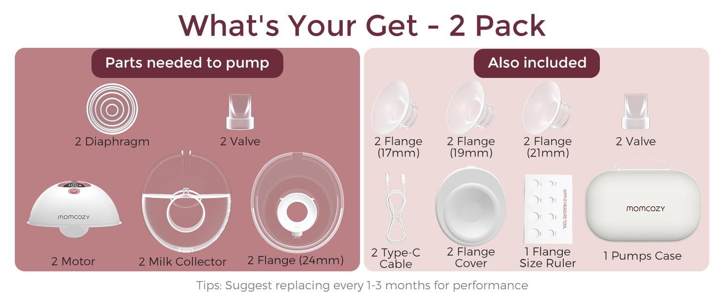 【Classic Edition】Momcozy  M5 Hands-Free Wearable Breast Pump, Double-Sealed Flange for Baby-Like Comfort, 3 Modes & 9 Suction Levels, Portable Electric Pump – 24mm, A