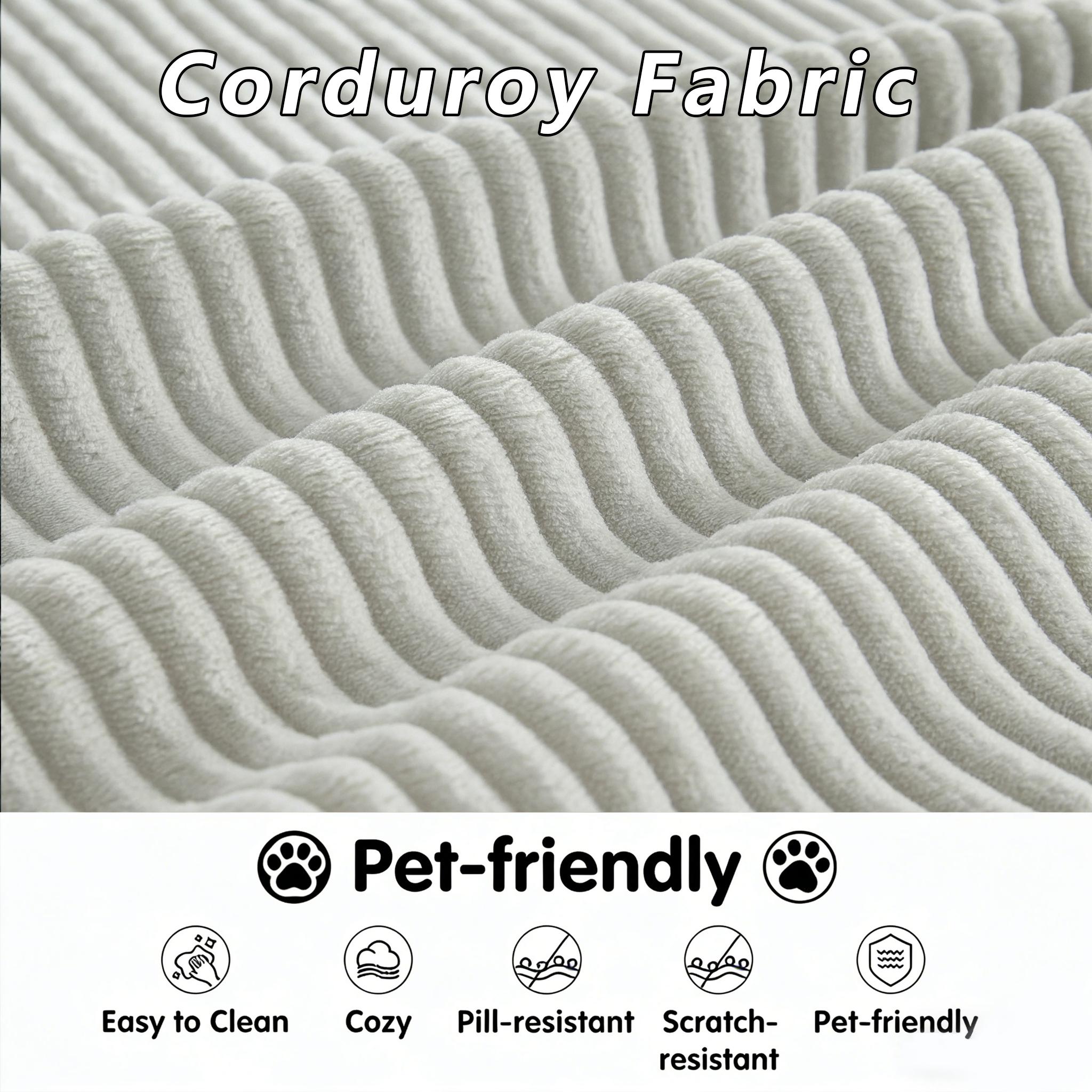 Boneless Couch Bed Chaise Oversized Lounge Series Plush Corduroy 1200LBS Load Bearing ，With Cup holder ，With Storage bag，No Assembly Required 24 Months Warranty，Upholstered Fluffy cloud sofa bed with Throw Pillows,Indoor Sleeper Chair