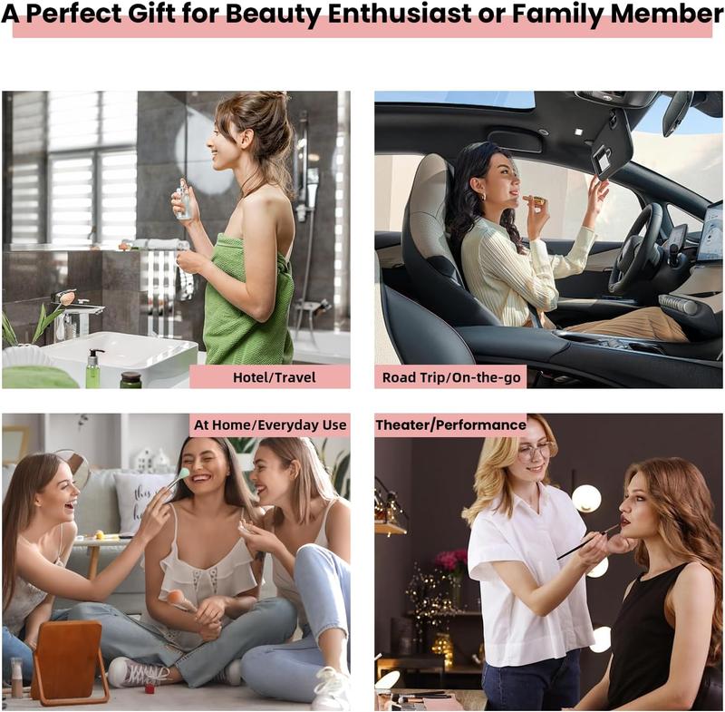 Makeup Case with LED Mirror,Makeup Organizer Bag Travel Makeup Case Large Makeup Bag With Rechargeable Mirror 3 Color Lights Detachable Mirror for Women Beauty Tools Accessories（Pink）