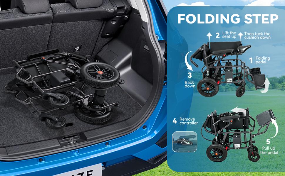 Left/Right Hand Switchable,Elderly - Suitable Foldable Electric Wheelchair, Designed for Adult Mobility Problems, 24V Lead - Acid Battery,  Secure Slope Use, 12 - Inch All - Terrain Pneumatic Tires, 15miles Range for Daily Trips​