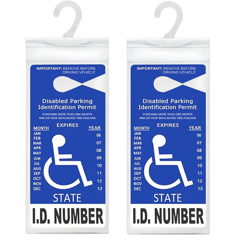 LotFancy Handicap Placard Holder- 10.6" x 5", Ultra Transparent Disabled Parking Placard Protector Hanger Sleeve - Pack of 2, with Plastic Large Hanger