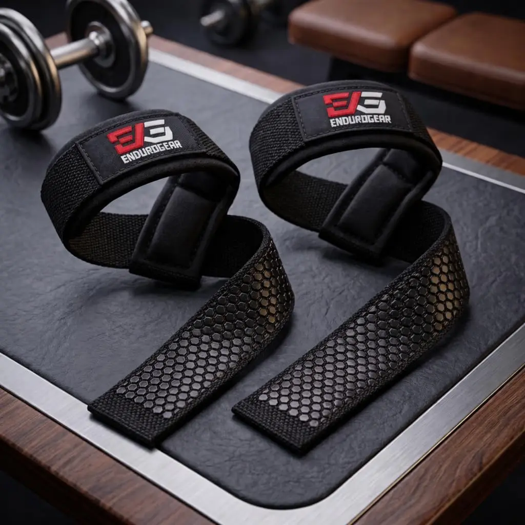 Endurogear Neoprene Lifting Straps for Gym Training 24" Length 2" Width Wrist Wraps with 7mm Padded Cotton & Anti-Slip Silicone for Weightlifting Bodybuilding Powerlifting Deadlifts