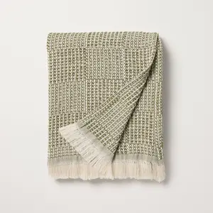 Checkered Knit Throw Blanket Green - Hearth & Hand with Magnolia