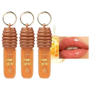 Honey Lip Oil - Professional Makeup Product with Keychain for Easy Carrying & Quick-Drying Formula for Long-Lasting Color - Moisturizing & Hydrating Jelly Texture for Smooth Lips
