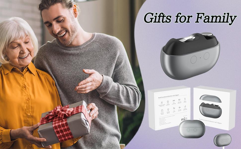 Electric Nail Clipper, 2026 Upgraded Automatic Electric Nail Trimmer, Nail Polisher with LED Light, Magnetic Cover, Nail Scraps Storage, USB Rechargeable, Safety Two-Speed Mode for Seniors, Kids, Adult, Men, Caregivers, Sincere gift for the whole family